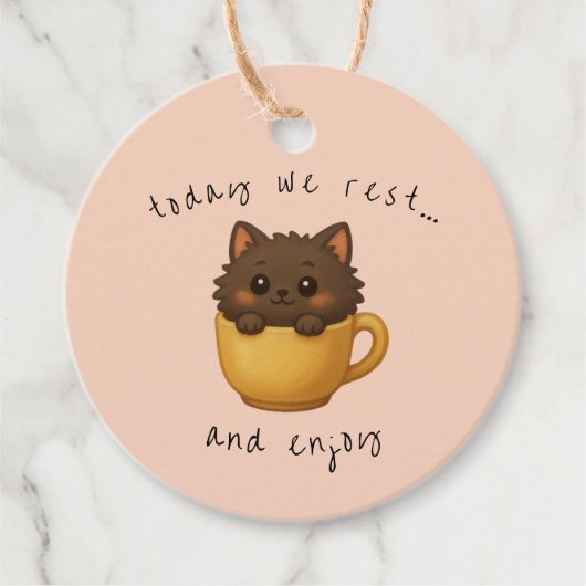 かわいい猫のコップギフタグ | 景品ボックス タグ (正面)