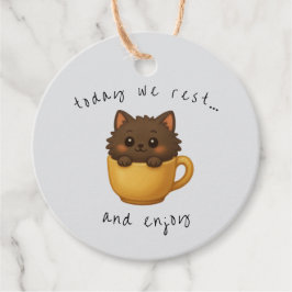 かわいい猫のコップ入りギフトタグ | 景品ボックス タグ