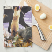 かわいい猫のコラージュ4 キッチンタオル (四つ折り)