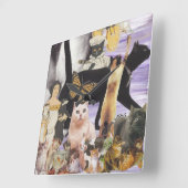 かわいい猫のコラージュ4 スクエア壁時計 (傾斜)