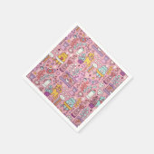 かわいい猫のコレクションonピンク スタンダードカクテルナプキン (角)