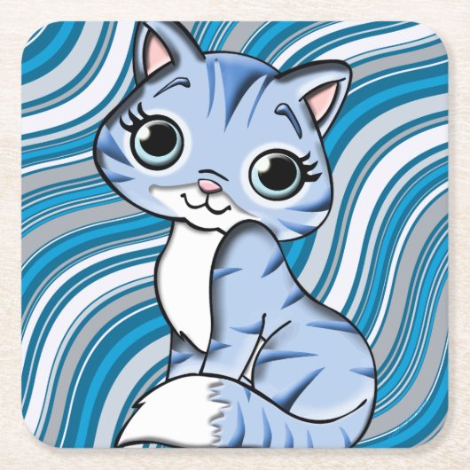 かわいい猫のコースター スクエアペーパーコースター (正面)