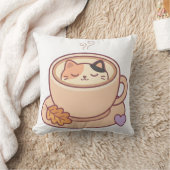 かわいい猫のコーヒーカップのスローピロー クッション (ブランケット)