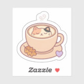 かわいい猫のコーヒーカップステッカー シール (シート)