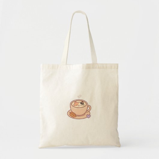 かわいい猫のコーヒーカップ トートバッグ (正面)