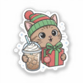 かわいい猫のコーヒーステッカー シール (正面)