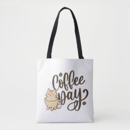 かわいい猫のコーヒートートバッグ - 毎日がコーヒーの日 トートバッグ