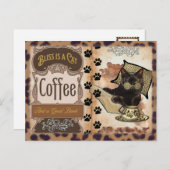 かわいい猫のコーヒーポーズ ポストカード (正面/裏面)
