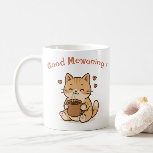 かわいい猫のコーヒーマグ、猫好きへのギフト コーヒーマグカップ (ドーナツ)