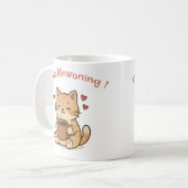 かわいい猫のコーヒーマグ、猫好きへのギフト コーヒーマグカップ (正面左)