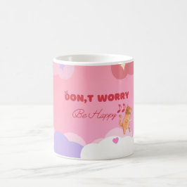 かわいい猫のコーヒーマグ|「Don't Worry Be Happy」 コーヒーマグカップ