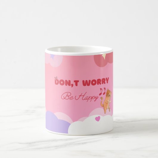 かわいい猫のコーヒーマグ|「Don't Worry Be Happy」 コーヒーマグカップ (中央)