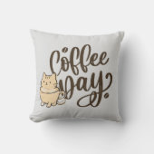 かわいい猫のコーヒー抱き枕 - クッション (正面)
