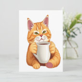 かわいい猫のコーヒー Save the Date カード (スタンド正面)