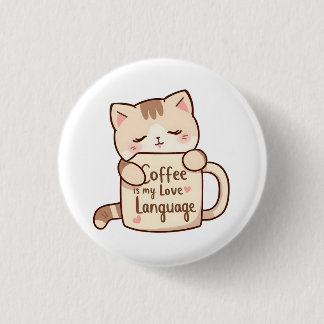 かわいい猫のコーヒーLOVE言語 缶バッジ