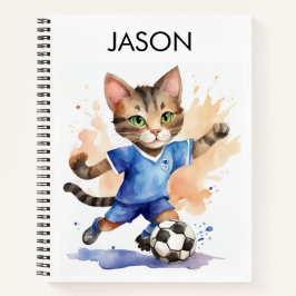 かわいい猫のサッカー テーマのオーダーメイドノート ノートブック
