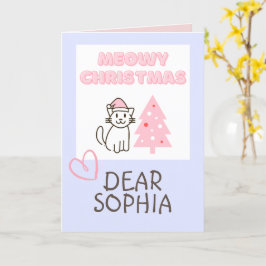 かわいい猫のサンタ帽＆ツリー メowy クリスマス パステル カード