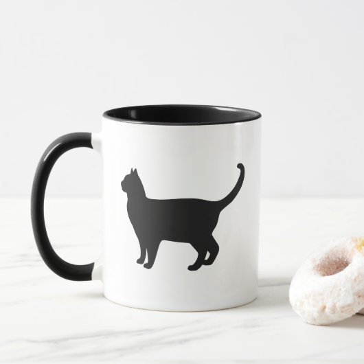 かわいい猫のシルエット マグカップ (ドーナツ)