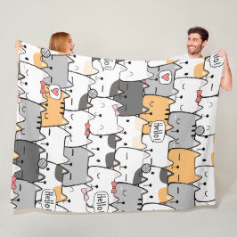 かわいい猫のシームレスなパターン フリースブランケット