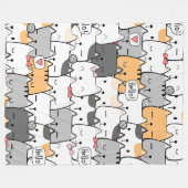 かわいい猫のシームレスなパターン フリースブランケット (正面(横))