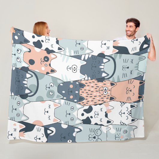 かわいい猫のシームレスなパターン フリースブランケット (インサイチュ)