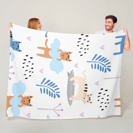 かわいい猫のシームレスなパターン フリースブランケット (インサイチュ)