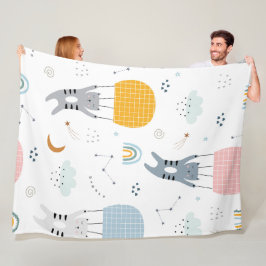 かわいい猫のシームレスなパターン フリースブランケット