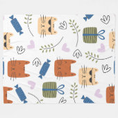 かわいい猫のシームレスなパターン フリースブランケット (正面(横))