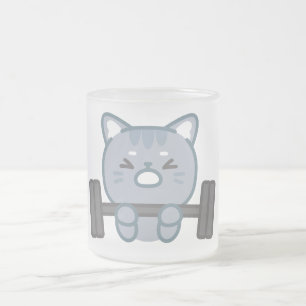 かわいい猫のジム愛好家デザイン 猫ジム愛好家デザイン フロストグラスマグカップ