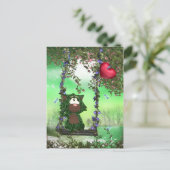 かわいい猫のスイングポストカード – はがきかわいらしはがき ポストカード (スタンド正面)