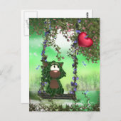 かわいい猫のスイングポストカード – はがきかわいらしはがき ポストカード (正面/裏面)