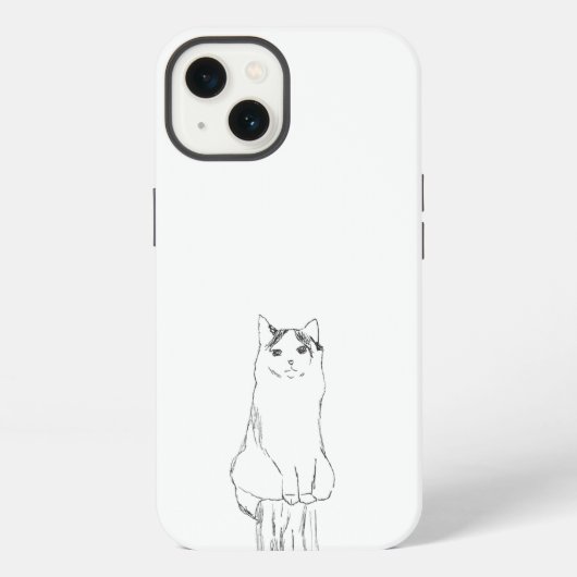 かわいい猫のスケッチ モダン iPhoneケース (裏面)