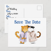 かわいい猫のスタンプ Save The Date ポストカード (正面/裏面)
