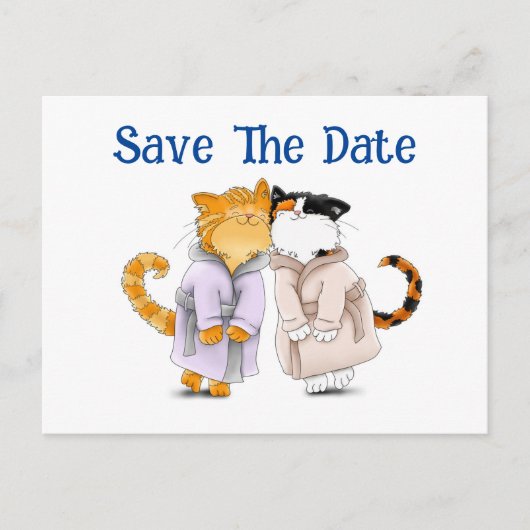 かわいい猫のスタンプ Save The Date ポストカード (正面)