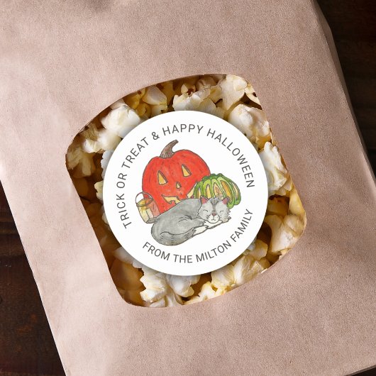 かわいい猫のステッカーを騙すか治療する ラウンドシール