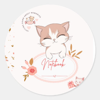 かわいい猫のステッカー ラウンドシール