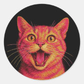 かわいい猫のステッカー ラウンドシール (正面)