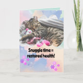 かわいい猫のスナグルタイムお見舞い カード (正面)