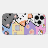かわいい猫のスマホケース - 愛らしいおしゃれなデザイン iPhoneケース (裏面横)
