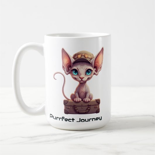 かわいい猫のスーツケースタグ 猫好き&旅行者へのギフト コーヒーマグカップ (左)