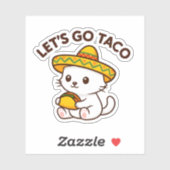 かわいい猫のソンブレロタコ Let's Go Taco 楽しいデザイン シール (シート)
