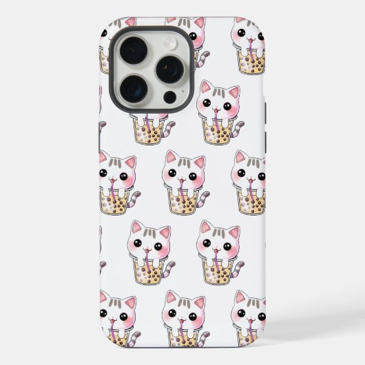 かわいい猫のタピオカ iPhoneケース (裏面)