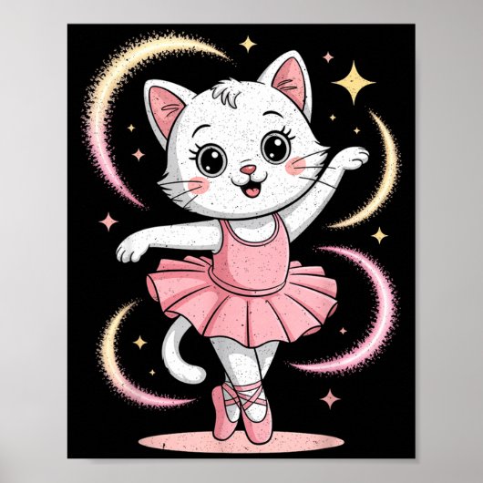 かわいい猫のチュチュ バレエ ダンス バレエ ポスター (正面)