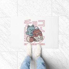 かわいい猫のチョコレートミルク – 日本のポップアート ドアマット