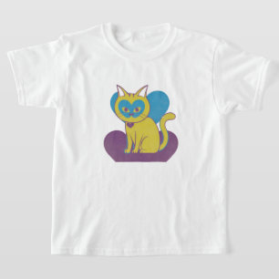 かわいい猫のテクスチャinレトロ90デザイン tシャツ