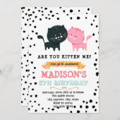 かわいい猫のテーマのパーティの招待状 招待状 (正面/裏面)