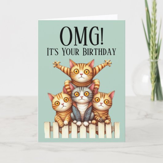 かわいい猫のテーマの誕生日カード シーズンカード (正面)