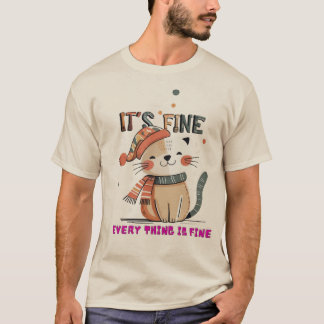 かわいい猫のデザインがプリントされた、重厚感と柔らかさが共存するTシャツ Tシャツ