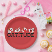 かわいい猫のデザインが4種類ある「Catitude Paper Plates」 🐾 ペーパープレート (パーティー)