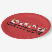 かわいい猫のデザインが4種類ある「Catitude Paper Plates」 🐾 ペーパープレート (アングル)